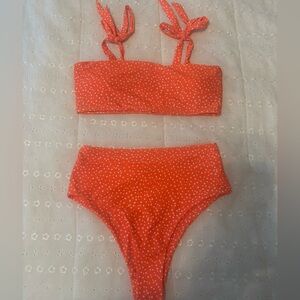SHEIN Orange Polka Dot Swimwear